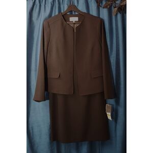 NWT Le Suit 2pc Black Dress & Open Front Blazer Sz 14P Classic/Special Occasion